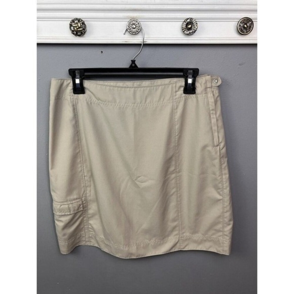 Sahalie Cargo Mini Skirt Womens 10 Tan Khaki Outdoor Utility 91871 Solid Pocket